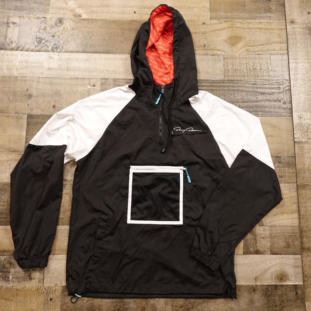 Danny Duncan Men’s‎ M Black White Colorblock Anorak Windbreaker Pullover Hoodie